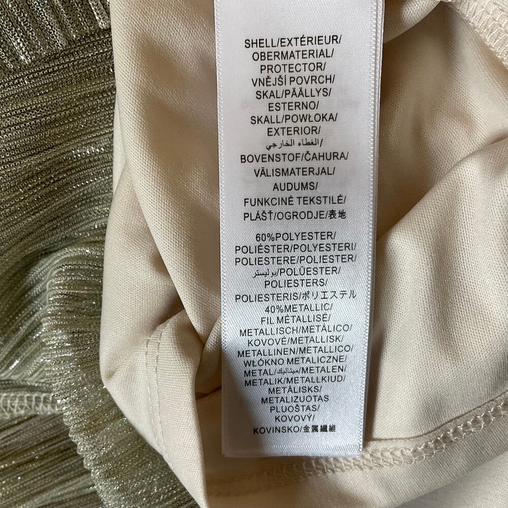 Adrianna Papell Gold Cocktail Dress Metallic Sleeveless A-Line Halter Size 10 - Picture 9 of 10